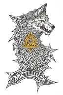 wolf head Metallica logo incorporated tattoo design idea