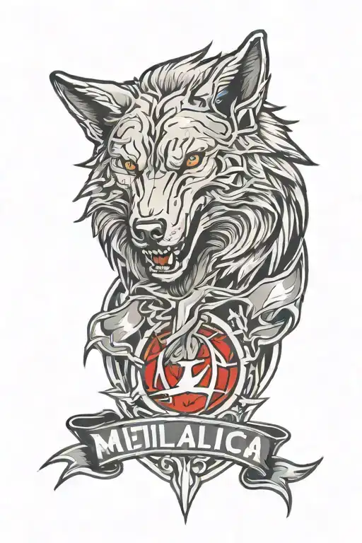 wolf head Metallica logo incorporated tattoo design idea