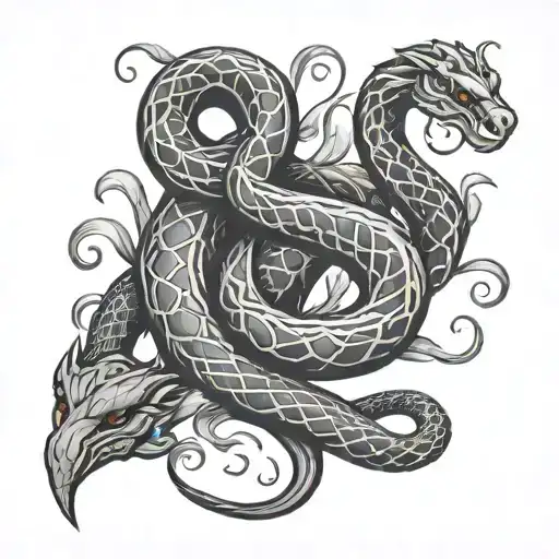 Snake and Virgo intertwined  tattoo design idea