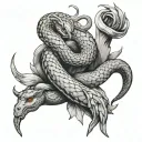 Snake and Virgo intertwined  tattoo design idea