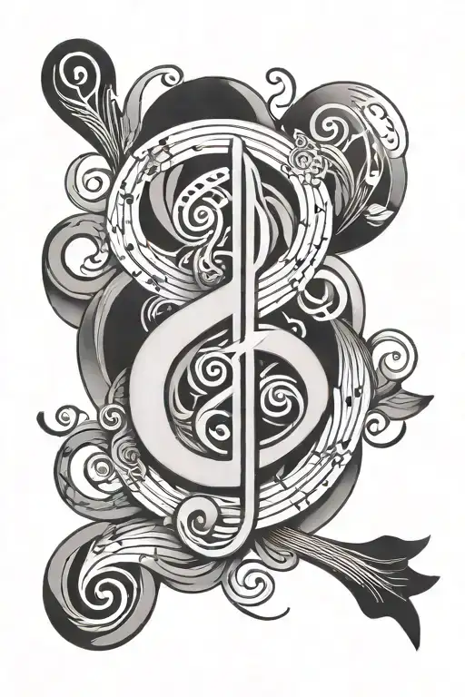 music note and peace sign tattoo design idea