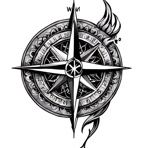 compass rose with mandala around on the shoulder tattoo tattoo design idea