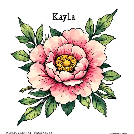 Kayla name with blossom flower tattoo design idea