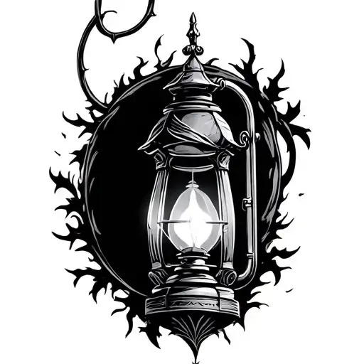 Gothic lantern tattoo design idea