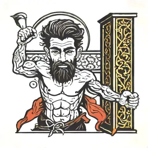 Shia Muslim ali lifting the gate tattoo design idea