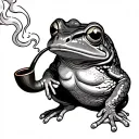frog and toad smoking a pipe chimney poping tattoo design idea
