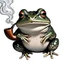 frog and toad smoking a pipe chimney poping tattoo design idea