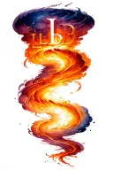 tornado made from Fire and Water originating from heaven with the letters Lb and D incorporated  tattoo design idea