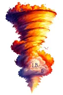tornado made from Fire and Water originating from heaven with the letters Lb and D incorporated  tattoo design idea