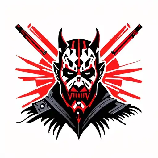 darth maul tribal and gothic tattoo design idea