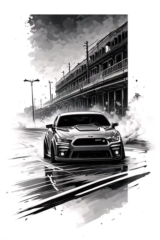 car drifting tattoo design idea