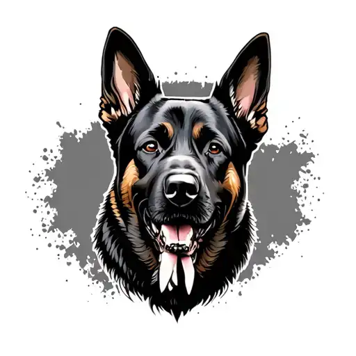 aggressive Belgian Malinois dog tattoo design idea