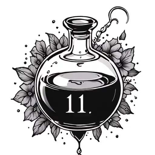 love potion bottle 111 incorporated tattoo design idea
