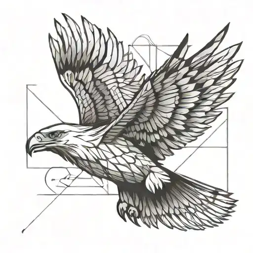 Flying Eagle soaring straight line tattoo design idea
