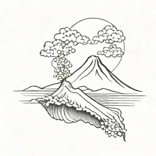Mount Fuji with great wave tattoo tattoo design idea