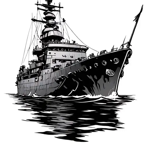 old battleship tattoo design idea