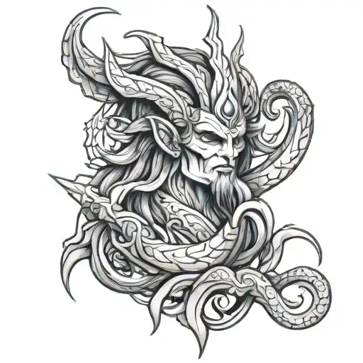god enki, aquarius, demon tattoo design idea