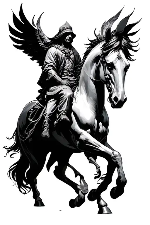 behold the pale horse the man who sat upon was death and hell followed with him. book of revelations  tattoo design idea
