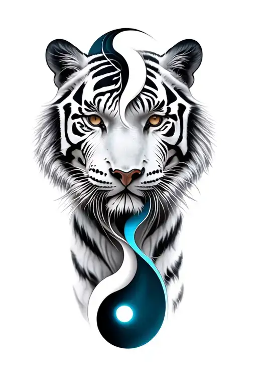 white tiger intertwined yin-yang tattoo design idea