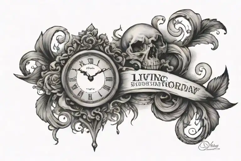The question is about tomorrow, living is a reality tattoo design idea