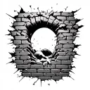 breaking through brick wall tattoo design idea