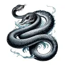 gemini snake filled with sea waves crashing infinity circle tattoo design idea