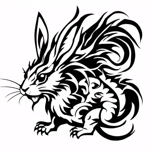 rabbit and dragon tattoo design idea