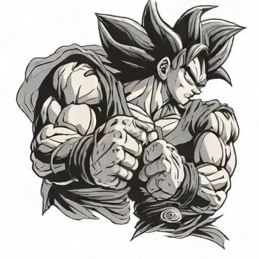 GOKU AND VEGETA FIST BUMPING tattoo design idea