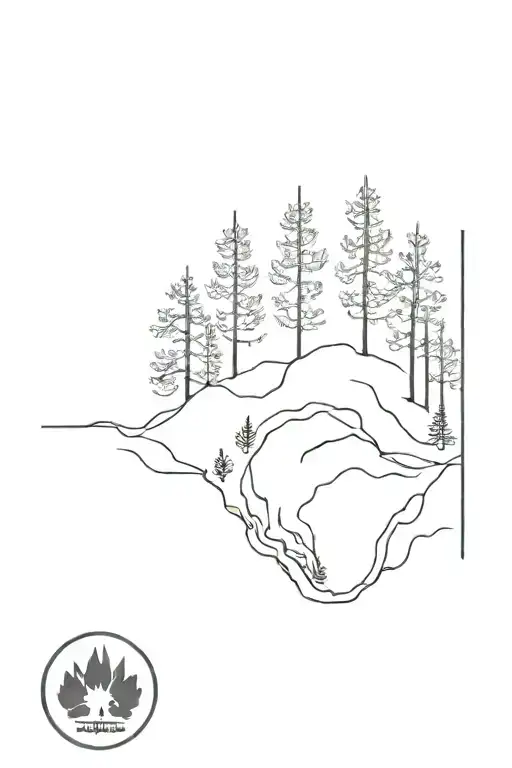 Mountain forest dog paw paramedic tattoo design idea