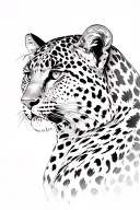 leopard looking back side profile traditional lady head tattoo design idea
