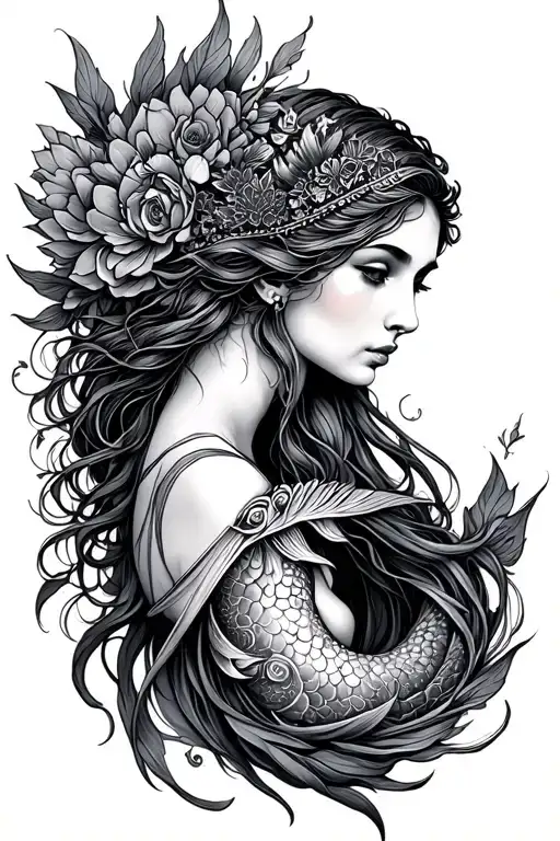  virgo goddess and pisces goddess combined tattoo tattoo design idea