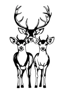 Baby deer and buck standing tattoo design idea