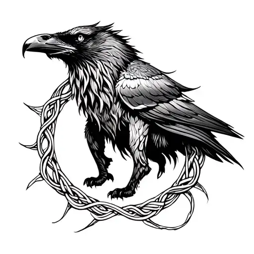 Yggdrasil, fenrir, raven,viking knots, upper arm tattoo design idea