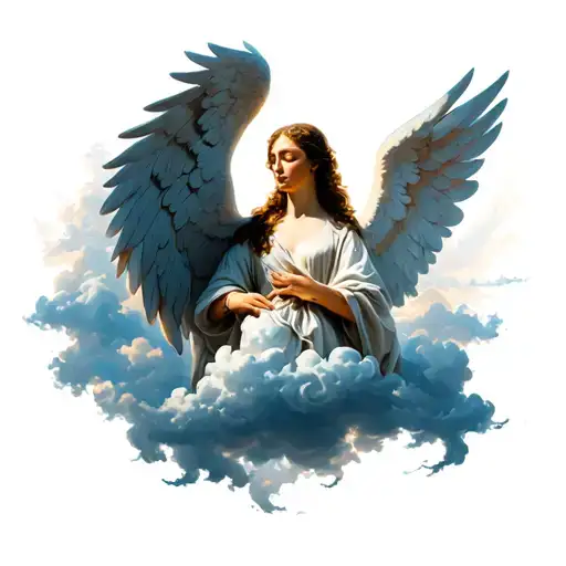 "Terrence Andy" angels and clouds forming the shape tattoo design idea