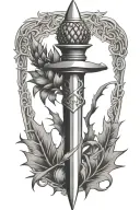 scottish dagger through thistle intertwined tattoo design idea