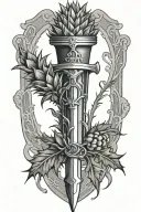 scottish dagger through thistle intertwined tattoo design idea
