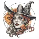 wicca witch  tattoo design idea