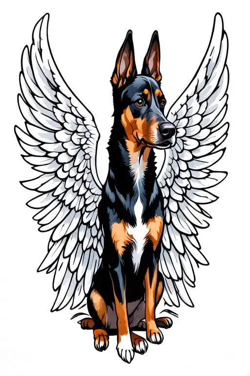 angel wings dog tattoo design idea