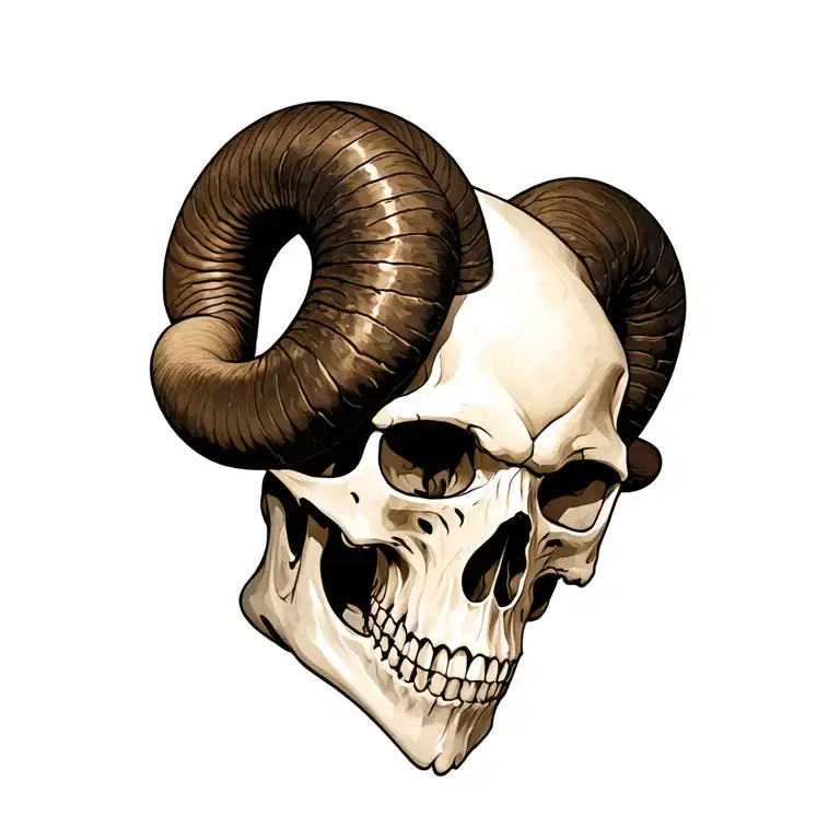 Aries Skull tattoo design idea