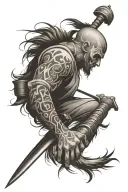 Warrior Sleeve tattoo with "Carpe Diem" on forearm tattoo design idea