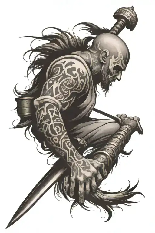 Warrior Sleeve tattoo with "Carpe Diem" on forearm tattoo design idea