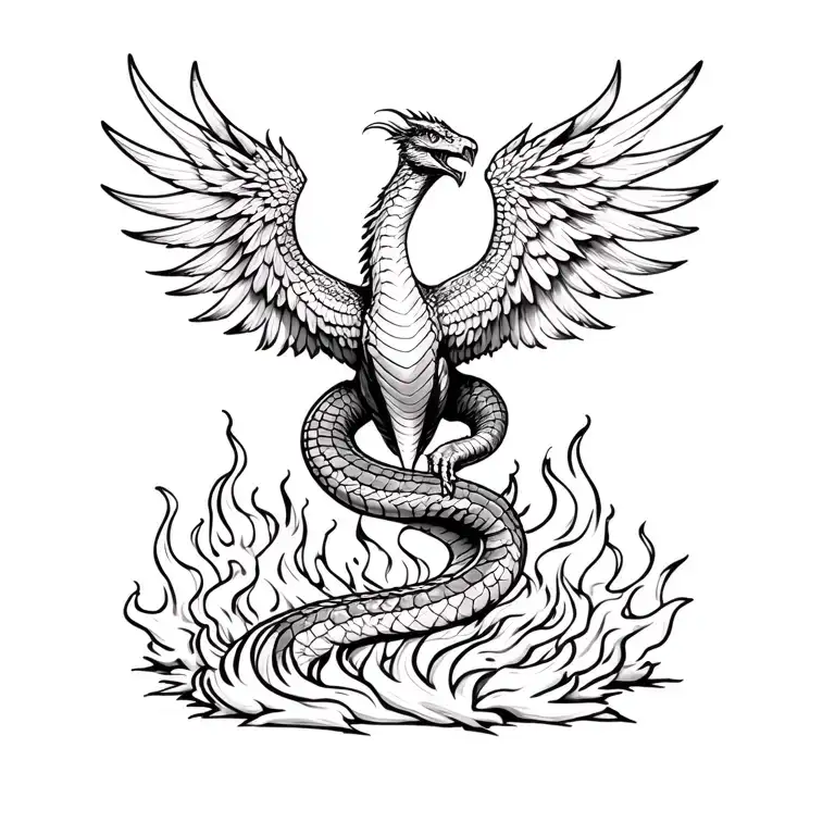 cobra phoenix rising from the ashes tattoo design idea