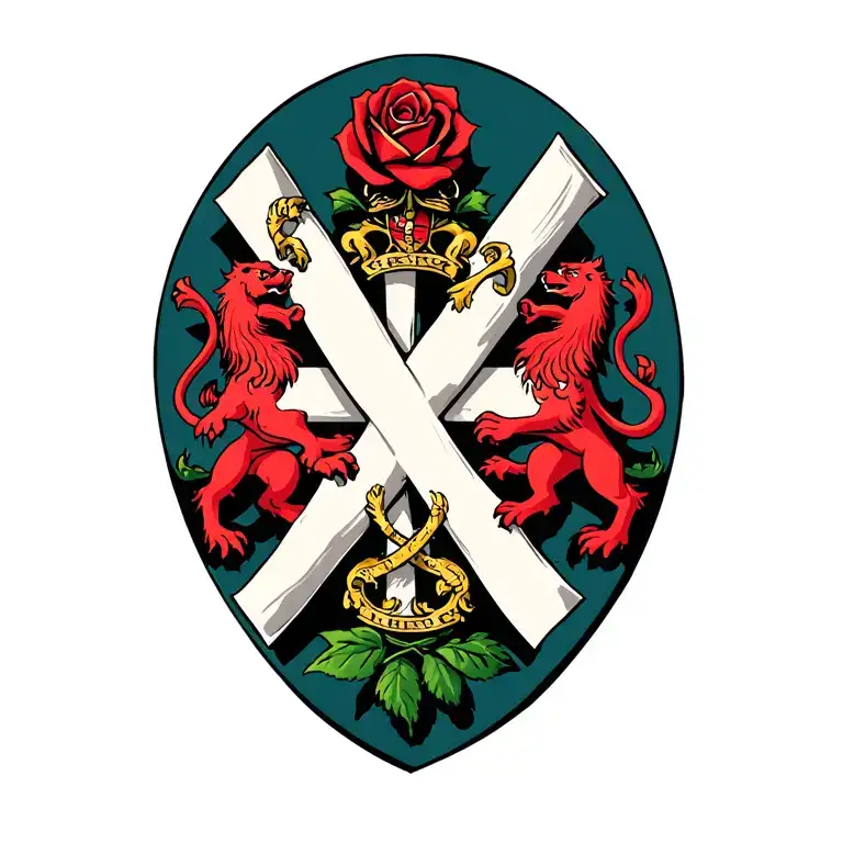 St George's cross England rose England 3 lions guernsey flag tattoo design idea