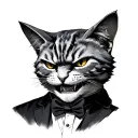 Humanoid cat like peaky blinders member. Angry face, tattoos, knife tattoo design idea