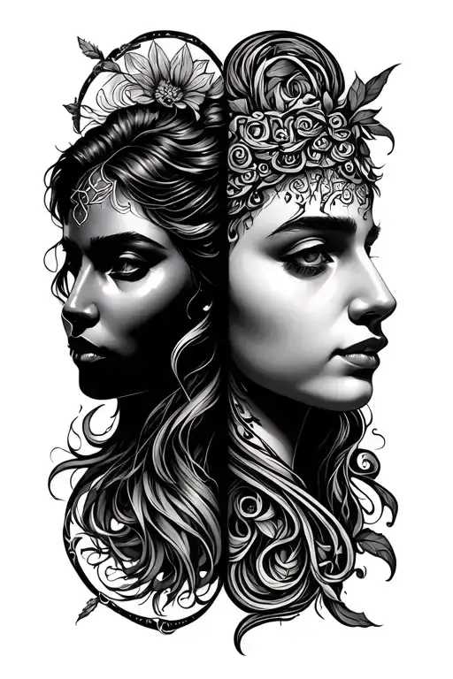 Virgo and Aquarius zodiac sign tattoo design idea