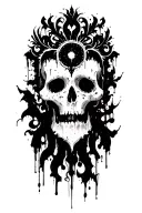 High contrast brush-like strokes dark aesthetic surrealist gothic blackwork otherworldly ornamental abstract sigilism tattoo design idea