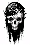 High contrast brush-like strokes dark aesthetic surrealist gothic blackwork otherworldly ornamental abstract sigilism tattoo design idea