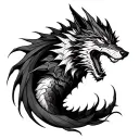 Dragon with Wolf Surrounded tattoo design idea
