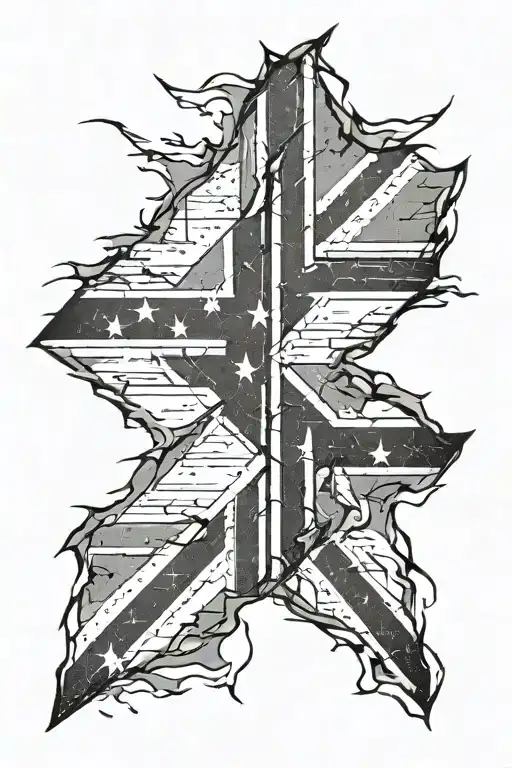 Rebel Flag shattered like tattoo design idea