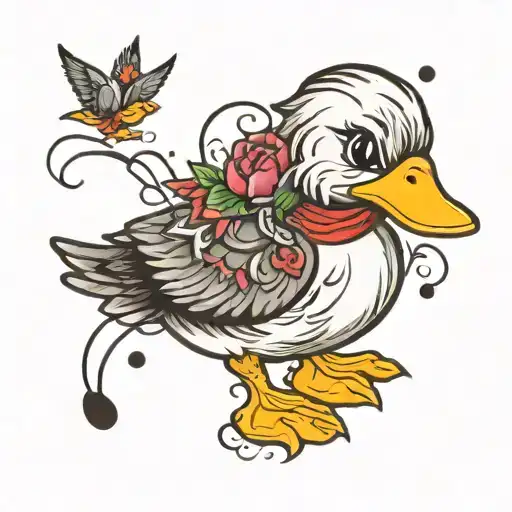 emo duck tattoo design idea